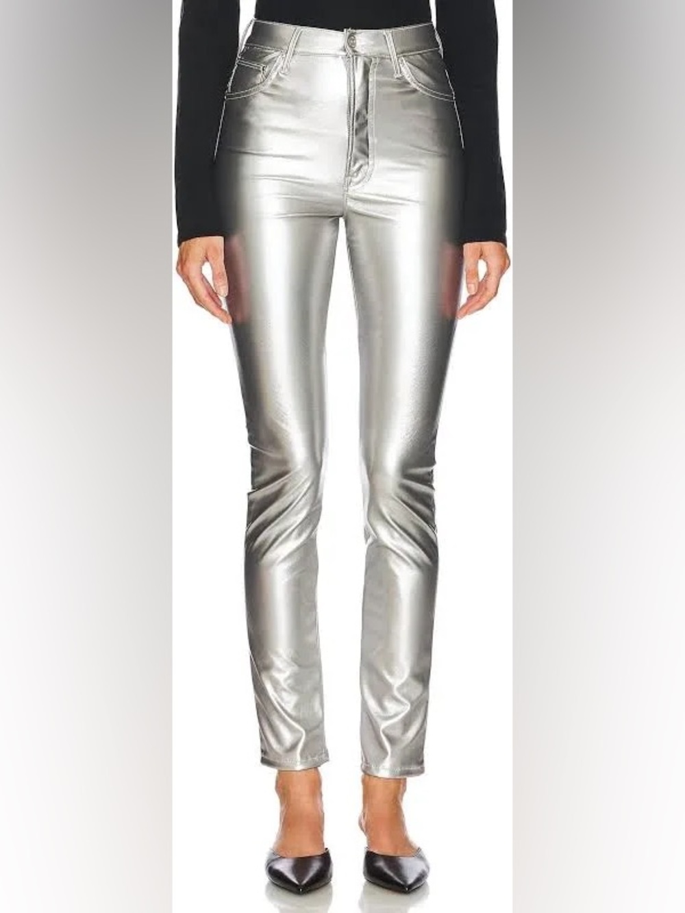Mother High Waisted Dazzler Skimp metallic jeans size 26 NWT